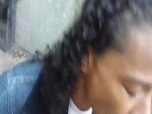 Black whore sucks a dick in the alley Picture 4