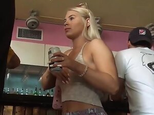 Hot blonde got the sexiest butt at a bar