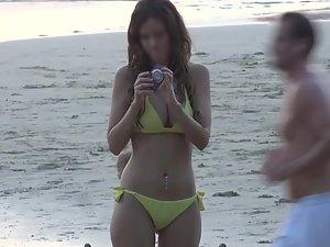 Hot busty girl spotted by a beach voyeur