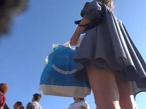 Wind opens up her dress and shows everything in upskirt Picture 8
