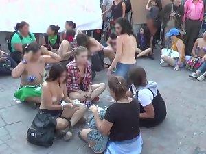 Massive protest of topless girls Picture 2