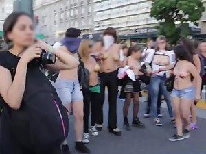 Massive protest of topless girls Picture 4