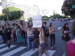 Massive protest of topless girls Picture 5