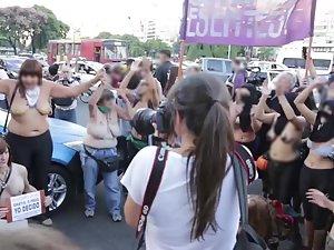Massive protest of topless girls Picture 6