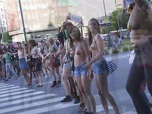 Massive protest of topless girls Picture 8