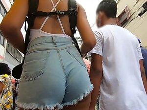 Stubborn shorts keep going inside her ass crack Picture 3