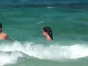 Topless girls running in the water Picture 2
