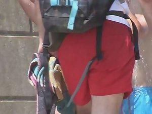 Hot girls washing tits at beach shower Picture 5