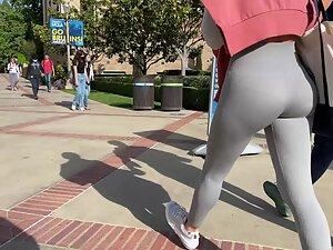 Voyeur follows a fit bubble butt in tight grey leggings Picture 6