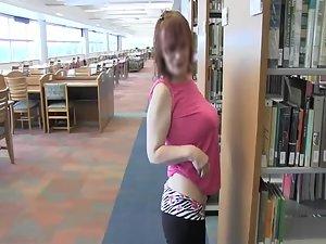 Unconventional wife shows off in library Picture 6