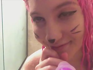 Naked cutie gets naughty in the shower Picture 6