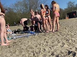 Group of thick teenage friends in thong bikinis Picture 7