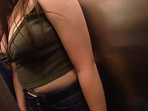 Chunky girl with big tits and no bra Picture 3