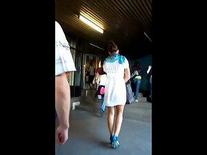 Her pussy without panties is an upskirt jackpot