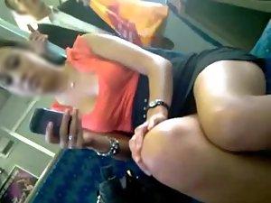 Sweet teenage girl's upskirt on a bus Picture 8