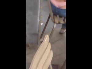 Pink thong pops out of jeans like whale tail Picture 2