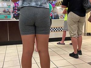 Shapely ass in tight shorts that reveal panties Picture 2
