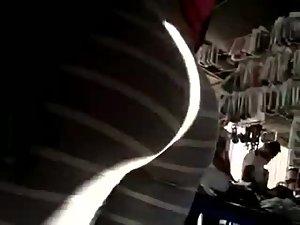 Spying a big round butt in striped tights Picture 7