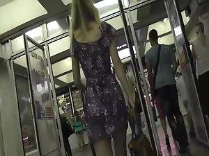 Following a girl in a summer dress Picture 7