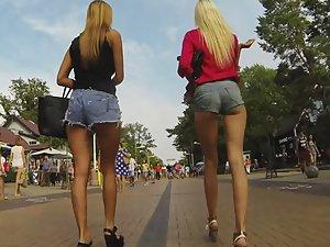 Elite tall girls walking together
