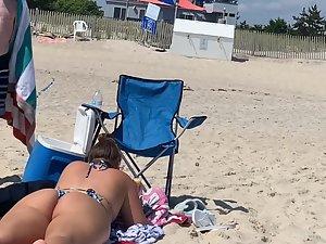 Thick girl having fun in ocean waves and suntanning Picture 7