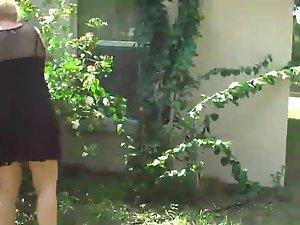 Upskirt of neighbor trimming the bushes Picture 7