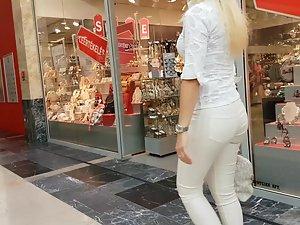 Sexy figure of blonde in all white outfit Picture 7