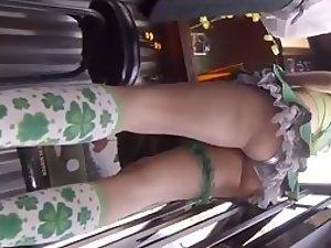 Hot upskirt on saint patrick's day