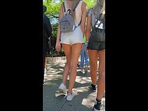 Creepshot of sexy teen friends in shorts Picture 6