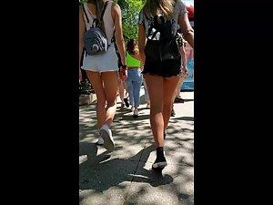Creepshot of sexy teen friends in shorts Picture 7