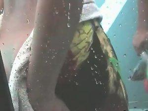 Close up view of a hot girl showering Picture 5