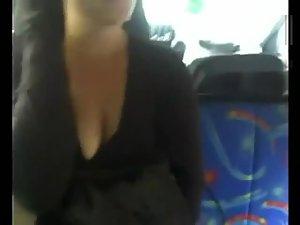 Kissable tits are spied on the bus Picture 7