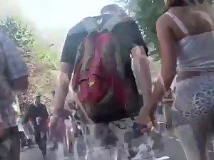 Girl in skin tight leopard pants Picture 4