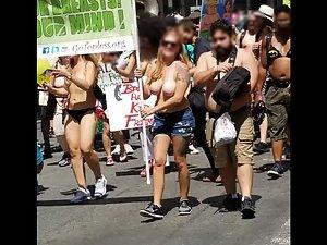 Insane amount of tits on a topless parade Picture 4