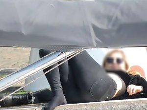 Indecent pose of a sexy teen girl