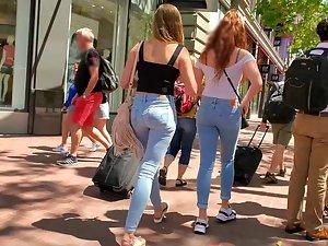 Hot friends competing who looks better in jeans Picture 8