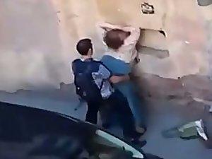 Spying a fat girl get fucked from balcony