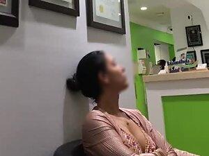 Glimpse of tits in the waiting room