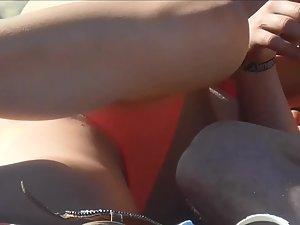 Boyfriend ruins cameltoe by sticking hand in her bikini Picture 8
