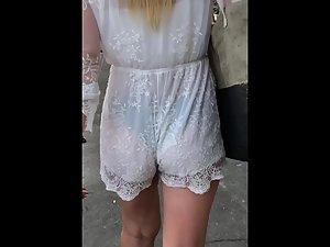 Hot blonde in transparent white lace outfit Picture 5