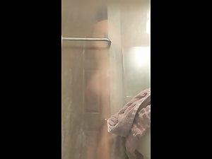 Peeping on naked sister's long shower from under the door Picture 4