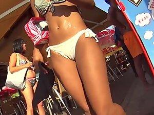 Amazing wet black girl in whitish bikini