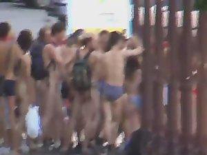Naked students do a running protest Picture 2
