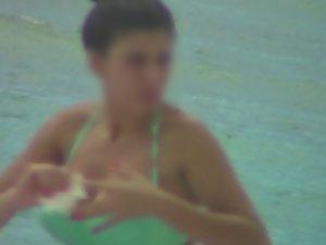 Big tits nearly falling out of bikini top Picture 1