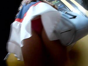 Frontal upskirt of hot woman in train Picture 6