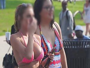 Teen with big fake boobs busted me