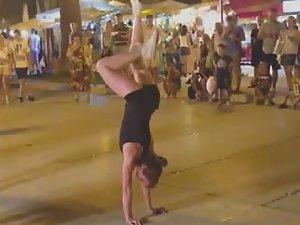 Flexible street dancer does her thing