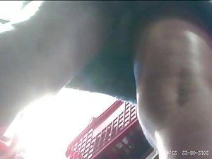Upskirt view of a chick in groceries store Picture 4