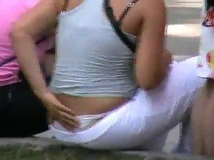 She sat and shown her whale tail Picture 8