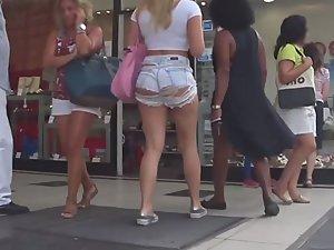 Blonde looks seductive in torn shorts Picture 6